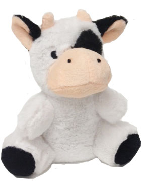 6.5" STUFFED COW WITH EMBROIDERY EYES